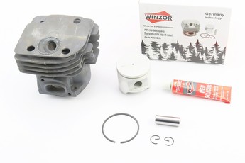 Поршнева Husqvarna 365 48мм, ЦПГ (циліндро-поршнева група, палець 12мм, &laquo;чорний&laquo;, патрубок-квадратний, + герметик), арт. 204359