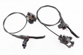 Гальмо Disk-brake гідравлічне переднє (F160/R140мм) + заднє (F180/R160мм), чорні, арт. 205963