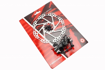 Гальмо Disk-brake заднє (F180/R160мм) + диск 160мм, кріплення 6 болтів, чорний DSC310, арт. 209716