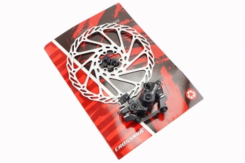 Гальмо Disk-brake переднє (F180/R160мм) + диск 180мм, кріплення 6 болтів, чорний DSC710, арт. 209719