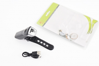 Ліхтар передній 1 діод, Li-ion 3.7V 1300mAh зарядка від USB, вологозахисний, чорний JY-7057, арт. 210980