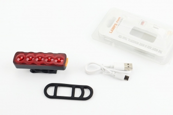 Ліхтар задній 5 діодів , Li-ion 3.7V зарядка від USB, вологозахисний, XFL=101, арт. 211400