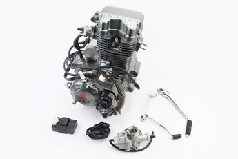 Двигун мотоциклетний у зборі CGT-250cc (водяне охолодження) + карбюратор, комутатор, котушка запалювання, тип 2 CG250, арт. 307143