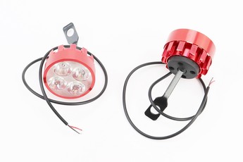 Фара додаткова світлодіодна, 4 LED, з кріпленням під дзеркало, комплект 2шт, червона, арт. 324659