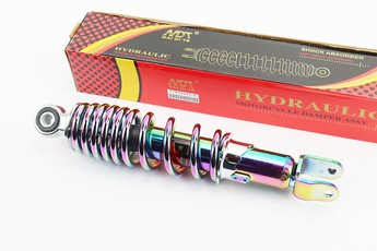 Амортизатор задній GY6/Yamaha 265мм, D=55мм, (втулка 10мм/вилка 8мм), регульований, плазма, арт. 328455