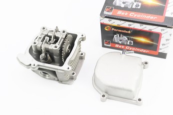 Головка циліндра GY6 139QMB 50-100cc 47мм 80cc з клапанами, ліжком, розподільним валом і кришкою клапанів у зборі, арт. 349270