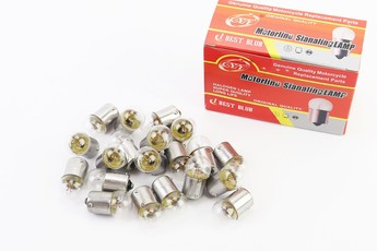 Лампа поворота (білий з цоколем) 12V/10W G18 BA15S, комплект 20шт, арт. 354499