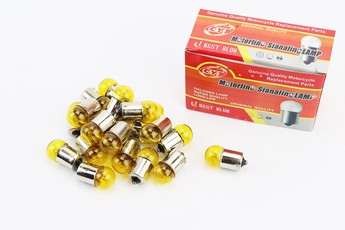 Лампа поворота (жовтий з цоколем) 12V/10W G18, комплект 20шт, арт. 354500