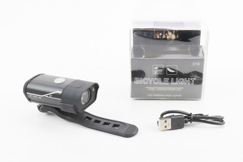 Ліхтар передній 1 діод алюмінієвий, Li-ion 3.7V 850mAh зарядка від USB, вологозахисний, чорний HYD-018, арт. 409339