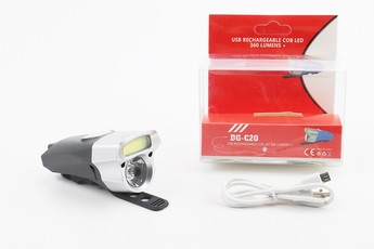 Ліхтар передній 1 + 7 діодів 360 lumen, Li-ion 3.7V 500mAh зарядка від USB, вологозахисний, чорно-сірий BG-C20, арт. 409341