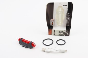 Ліхтар задній 5 діодів 15 lumen, Li-ion 3.7V 330mAh зарядка від USB, вологозахисний, BS-216/DС-918, арт. 409365