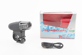 Ліхтар передній 1 діод 200 lumen, Li-ion 3.7V 1200mAh зарядка від USB, вологозахисний, чорно-сірий, арт. 409369