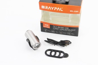Ліхтар передній 1 діод 350 lumen алюмінієвий, Li-ion 3.7V 1200mAh зарядка від USB, вологозахисний, сірий RPL=2289, арт. 409373