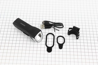 Ліхтар передній 1 діод 110 lumen, Li-ion 3.7V 1300mAh зарядка від USB, вологозахисний, чорний JY-7057, арт. 409516