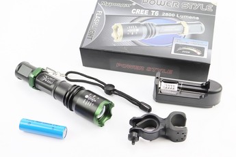 Ліхтар передній 1 діод 2800 lumen алюмінієвий, Li-ion 3.7V 3800mAh з зарядкою, вологозахисний, чорний BL=1820, арт. 409906
