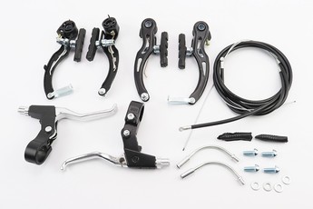 Гальмо V-brake 115мм, (2 колеса) з ручками, тросами, чорний PC/ST, арт. 411621