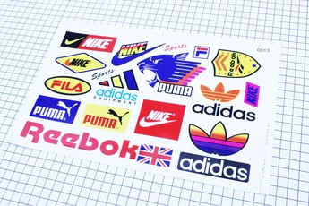Наліпки на планшеті &laquo;Nike Reebok Adidas PUMA&raquo; набір 17шт 26х17, 0013, арт. 502263