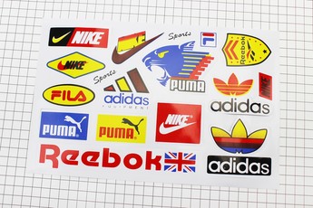 Наліпки набір 17шт &laquo;Nike Reebok Adidas PUMA&raquo; (26х17см), тип 2, арт. 502459