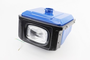 Бак паливний R175A/R180NM, 265х190х165мм, виступ. горловина, отвір під шланг паливний + фара + облицювання, синій, арт. 603611