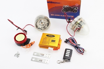 АУДІО-блок (МРЗ-USB/SD + FM-радіо + пультДУ + сигналізація) + колонки 2шт (прозорі з &laquo;світломузикою&laquo;), арт. 999030